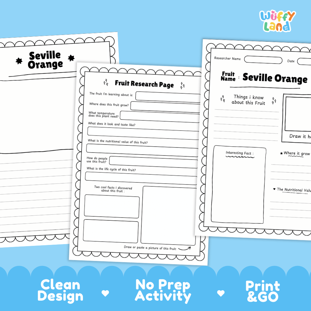 Seville Orange Fruit Research Page Worksheets and Fact Sheet