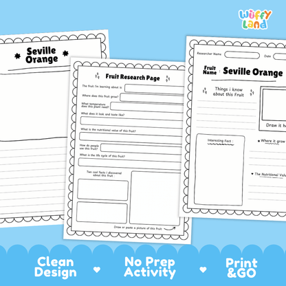 Seville Orange Fruit Research Page Worksheets and Fact Sheet