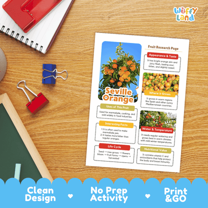 Seville Orange Fruit Research Page Worksheets and Fact Sheet