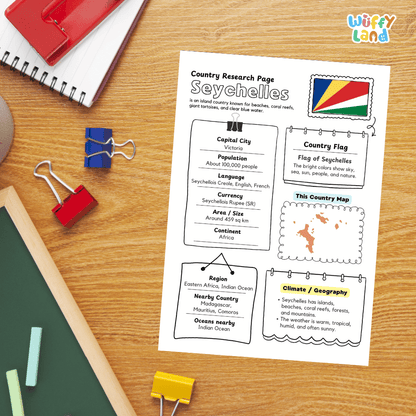 Seychelles Country Research Project Worksheets and Activity Pages