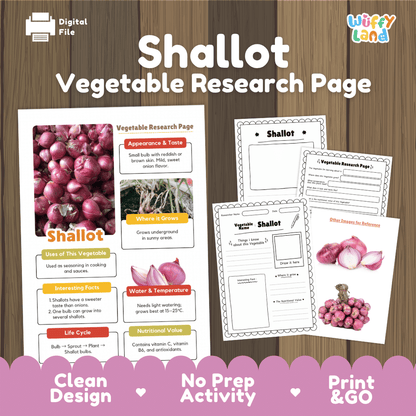 Shallot Vegetable Research Page Science Worksheets and Fact Sheet