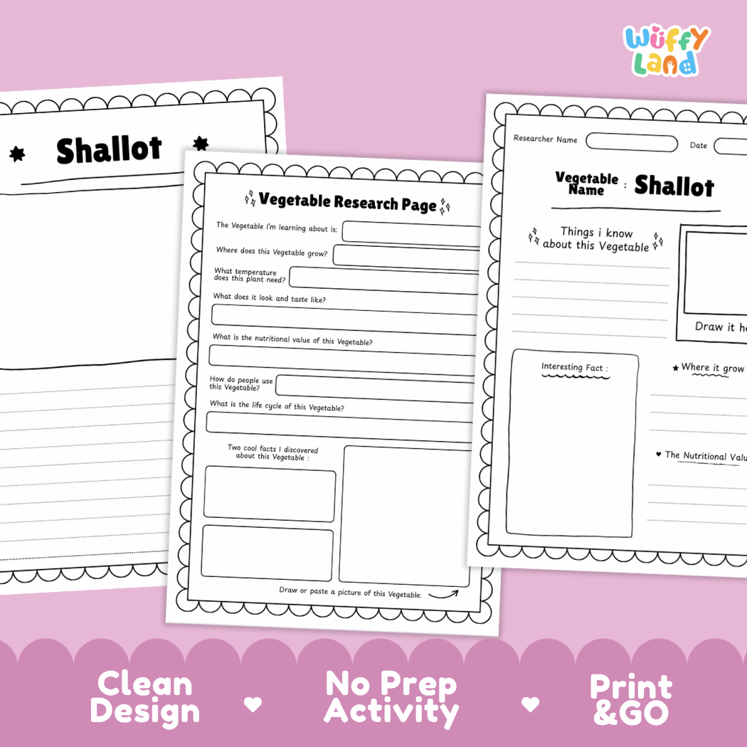 Shallot Vegetable Research Page Science Worksheets and Fact Sheet