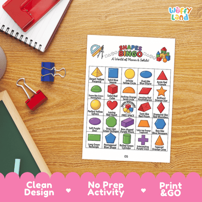 Shapes BINGO Games Printable 2D and 3D Geometry Activity Cards