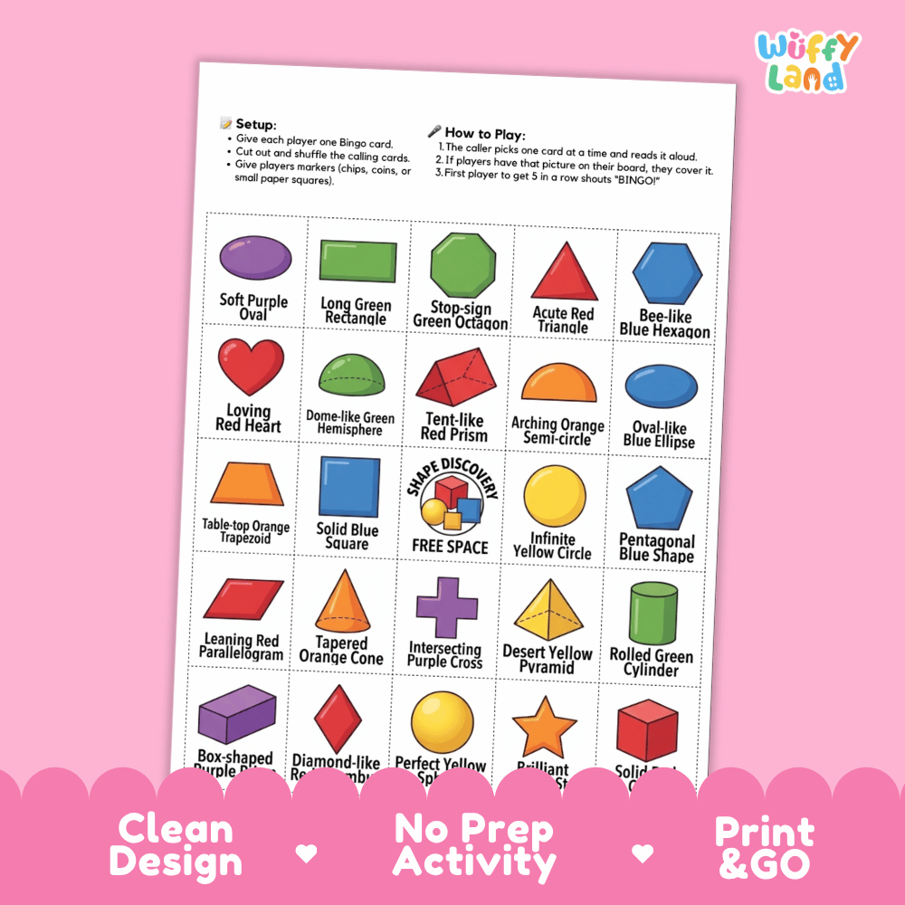 Shapes BINGO Games Printable 2D and 3D Geometry Activity Cards