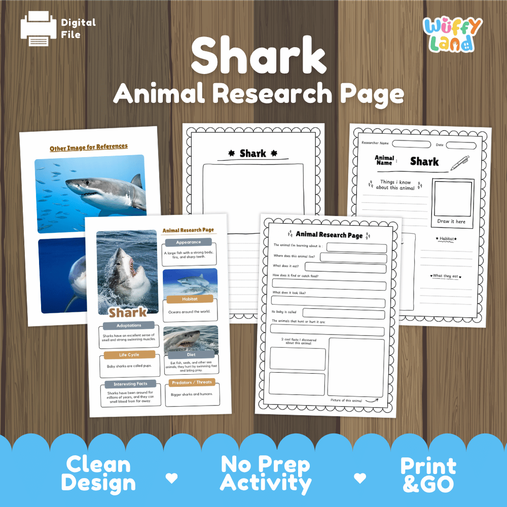 Shark Animal Research Page Worksheets and Fact Sheet Activity