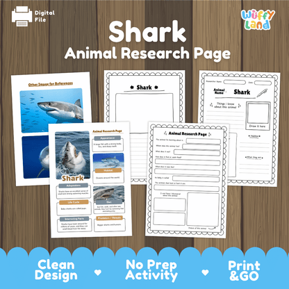 Shark Animal Research Page Worksheets and Fact Sheet Activity