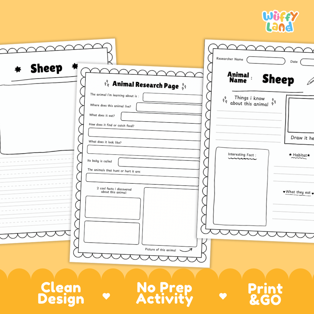 Sheep Animal Research Project Graphic Organizers and Fact Sheet