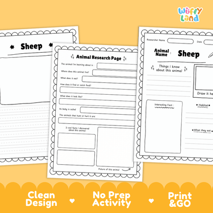 Sheep Animal Research Project Graphic Organizers and Fact Sheet
