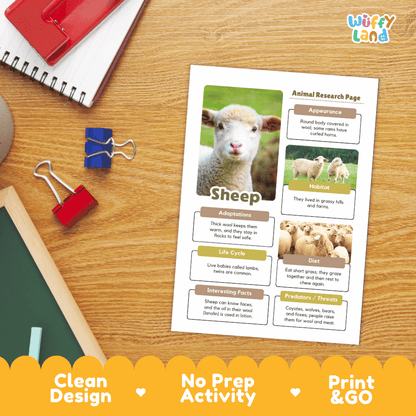 Sheep Animal Research Project Graphic Organizers and Fact Sheet