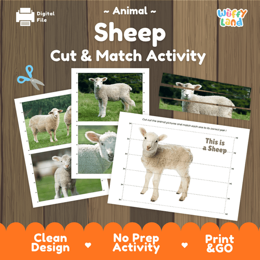 Sheep Cut and Match Activity Worksheets | Farm Animal Puzzle Printables