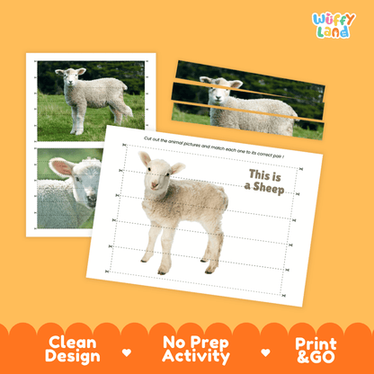 Sheep Cut and Match Activity Worksheets | Farm Animal Puzzle Printables