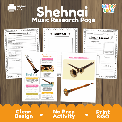 Shehnai Music Research Page Worksheets and Information Poster