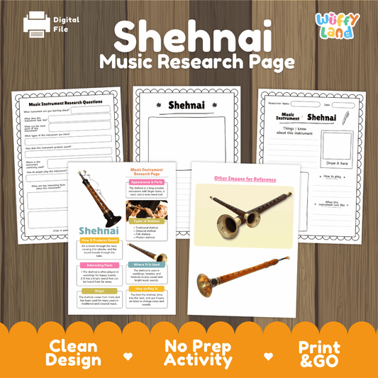 Shehnai Music Research Page Worksheets and Information Poster