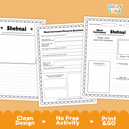 Shehnai Music Research Page Worksheets and Information Poster