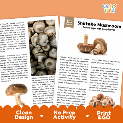 Teacher answer key page showing complete question solutions for shiitake mushroom reading comprehension practice