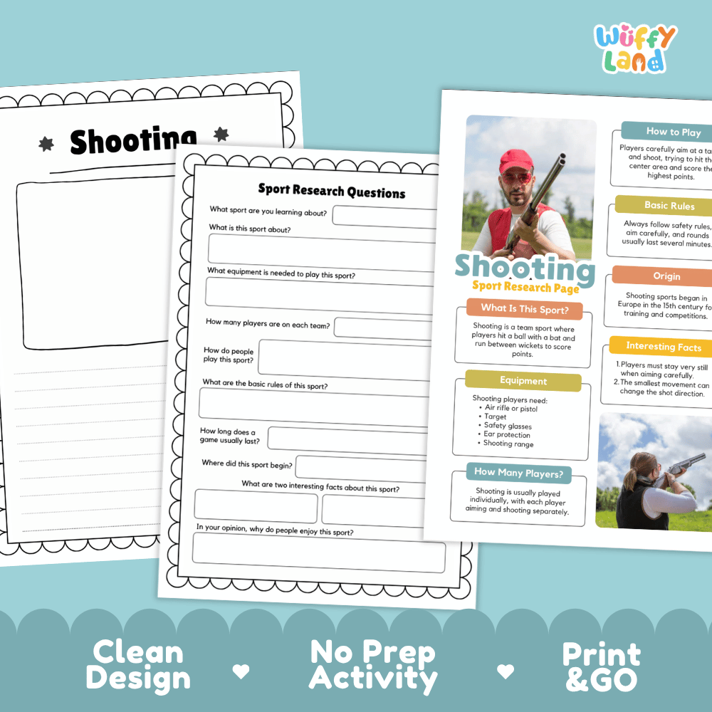 Shooting Sport Research Project Worksheets and Fact Sheet