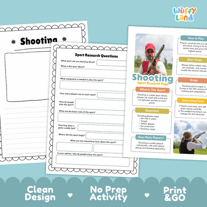 Shooting Sport Research Project Worksheets and Fact Sheet
