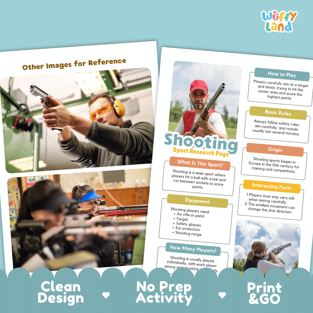 Shooting Sport Research Project Worksheets and Fact Sheet