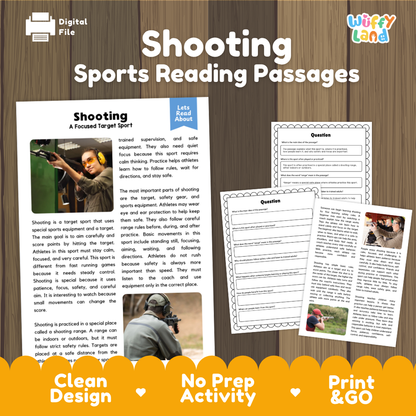 Shooting Sports Reading Passages and Comprehension Questions Worksheets