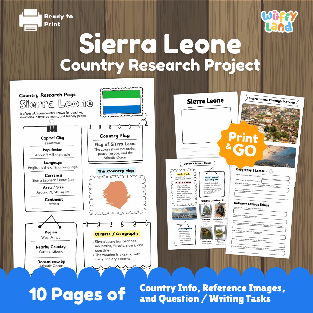 Sierra Leone Country Research Project Worksheets and Activity Pages
