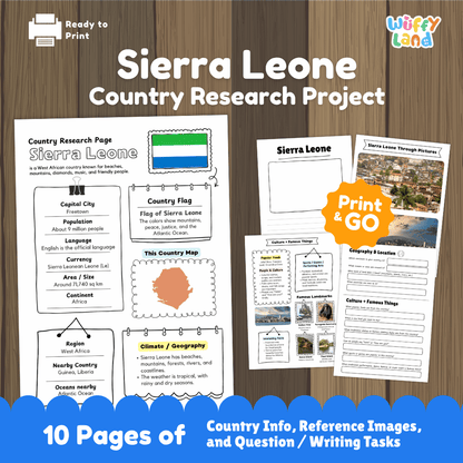 Sierra Leone Country Research Project Worksheets and Activity Pages
