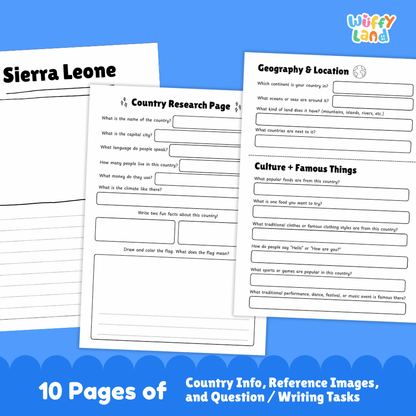 Sierra Leone Country Research Project Worksheets and Activity Pages