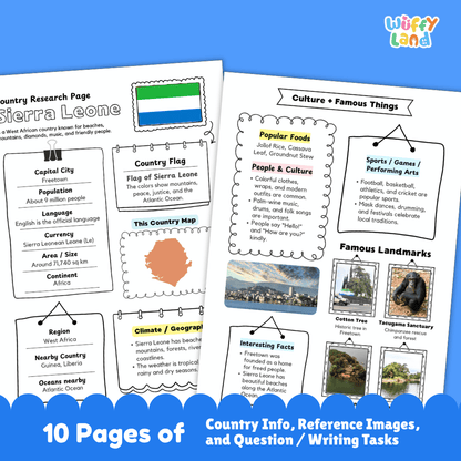 Sierra Leone Country Research Project Worksheets and Activity Pages
