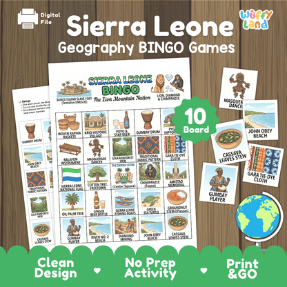 Sierra Leone Geography Bingo Games Printable Activity