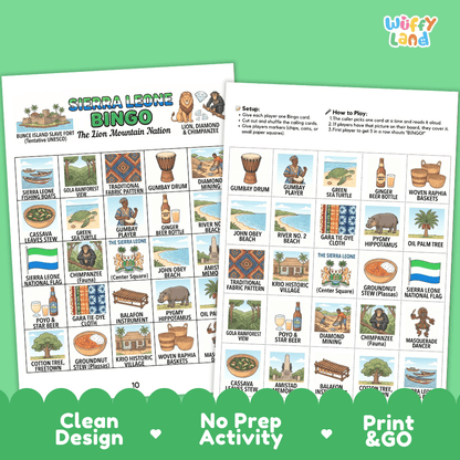 Sierra Leone Geography Bingo Games Printable Activity