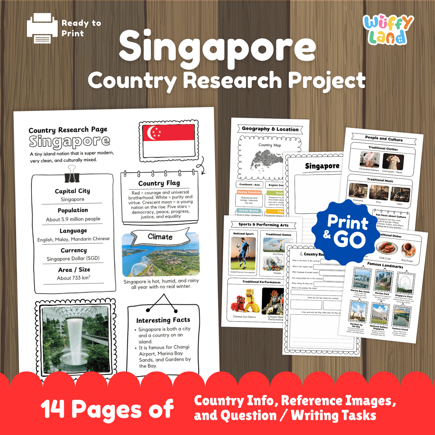 SINGAPORE Country Research Project | Asia Printable Geography Worksheets