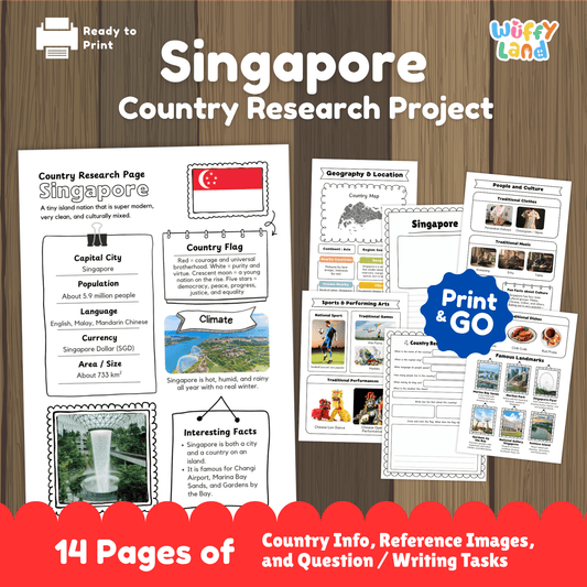 SINGAPORE Country Research Project | Asia Printable Geography Worksheets