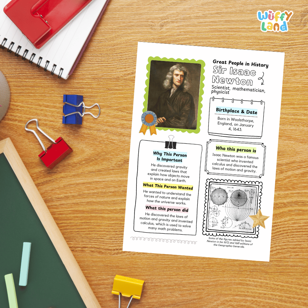Sir Isaac Newton Famous People Research Page Worksheets