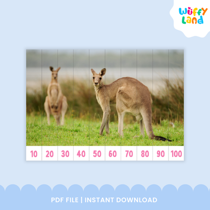 Kangaroo image with Puzzle Skip Counting Math Activities