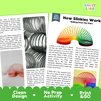 Complete teacher answer key worksheet providing detailed model responses for Slinky comprehension questions