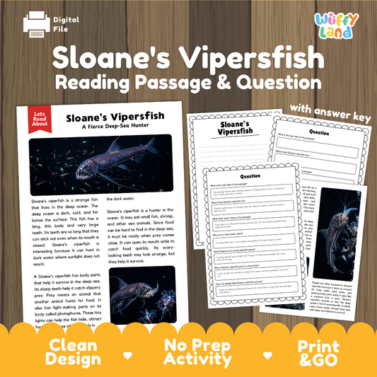Sloane's Viperfish Reading Passage and Questions Worksheets with Answer Key