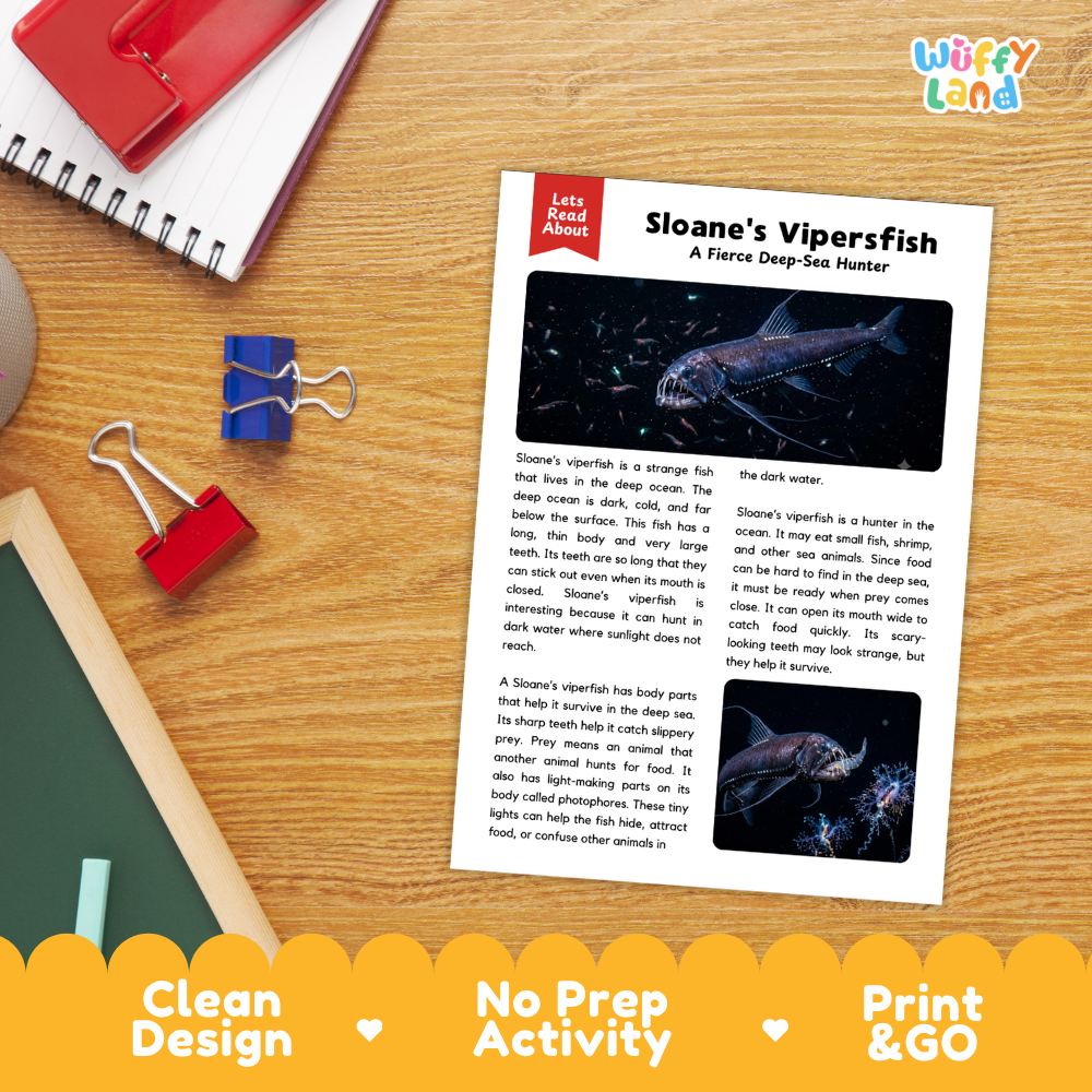 Sloane's Viperfish Reading Passage and Questions Worksheets with Answer Key