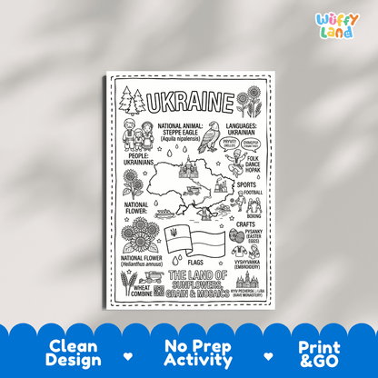 Educational activity coloring page highlighting Slovakia Tatra Chamois Rupicapra tatrica, Edelweiss flower, and Cuvac dog
