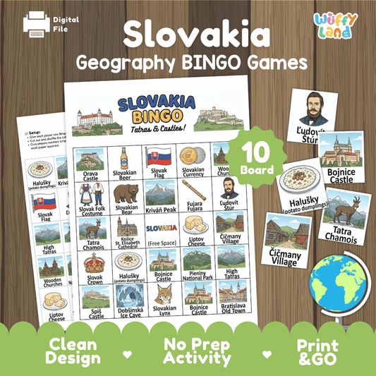 Slovakia Geography Bingo Game Printable Activity