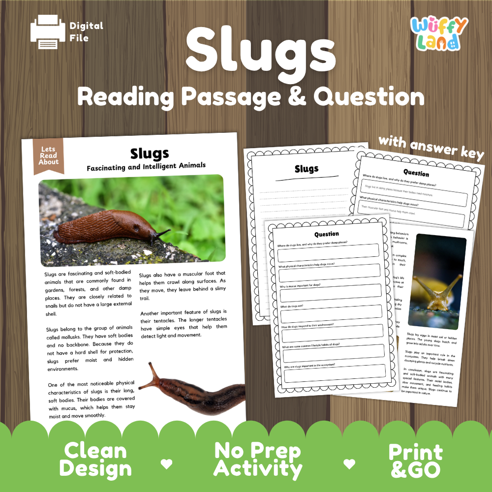 Slugs Reading Passage and Comprehension Questions with Answer Key