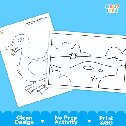 Snow Goose Cut and Paste Craft and Coloring Activity Worksheets
