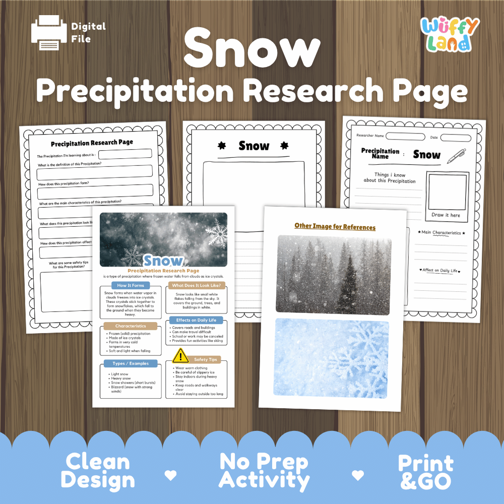 Snow Precipitation Research Page Worksheets Weather Science Activity