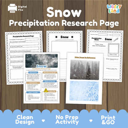 Snow Precipitation Research Page Worksheets Weather Science Activity