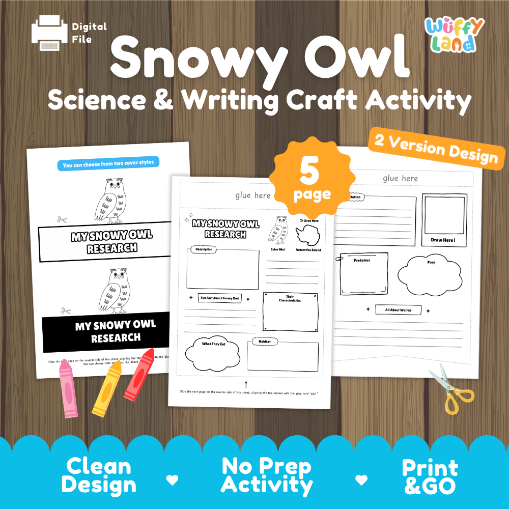 Snowy Owl Science and Writing Craft Activity Worksheets