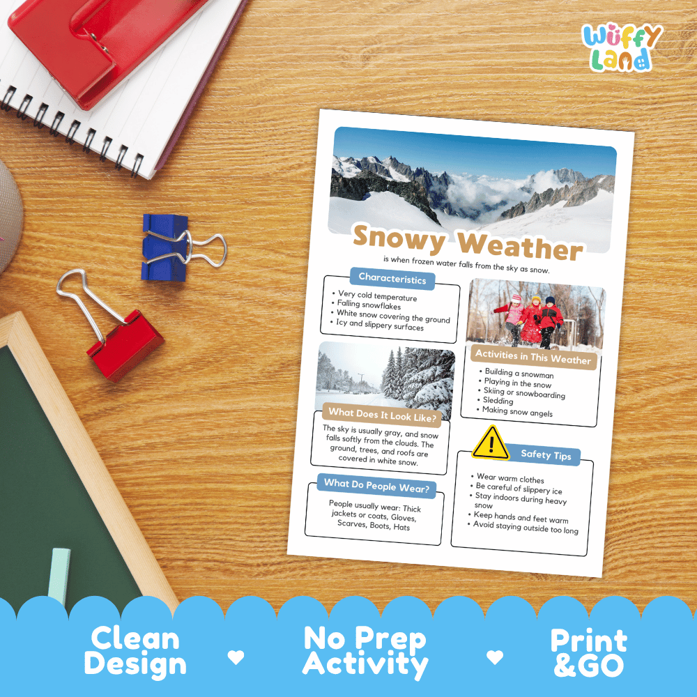 Snowy Weather Research Worksheets and Informational Fact Sheets