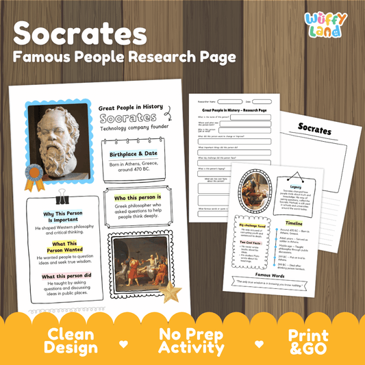 Socrates Famous People Biography Research Pages and Worksheets