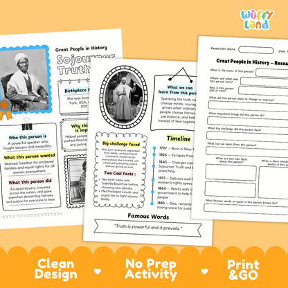 Sojourner Truth Famous People Research Page - Black History Month Biography Worksheets