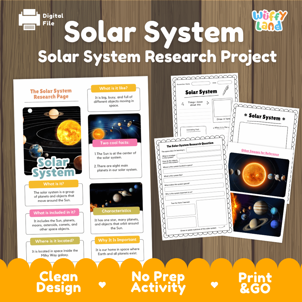 Solar System Research Project Worksheets and Fact Sheet