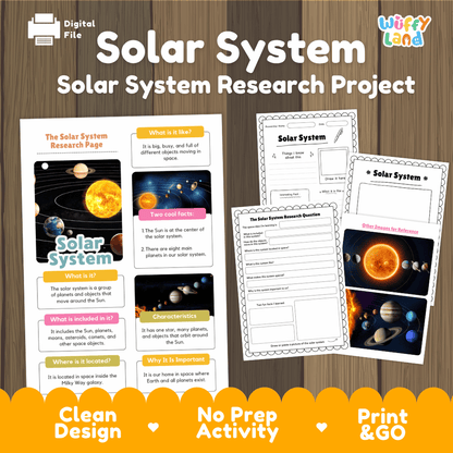 Solar System Research Project Worksheets and Fact Sheet