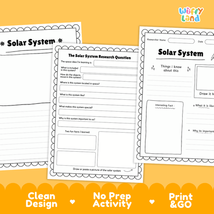 Solar System Research Project Worksheets and Fact Sheet