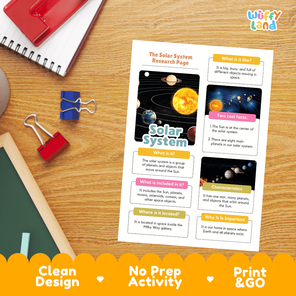 Solar System Research Project Worksheets and Fact Sheet
